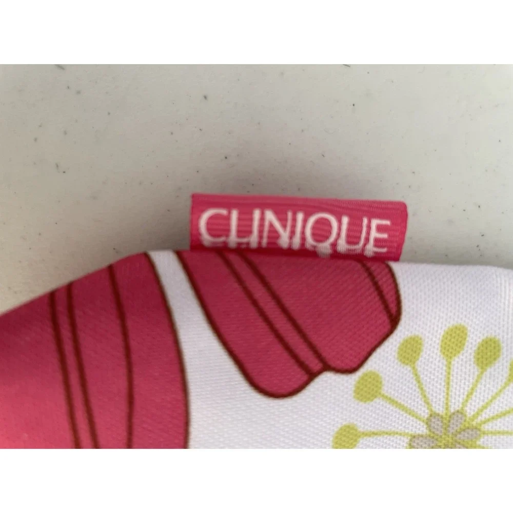 Clinique Makeup Bags Multi~Color Floral Lined 3Pc Set NWOT